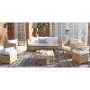 SAFAVIEH Outdoor Collection Presla Natural/White 6-Piece Patio Living Set PAT7715D-3BX(Natural / White)