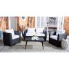 SAFAVIEH Outdoor Collection Tarien Black Wicker/Beige Cushion 4-Piece Patio Backyard Living Set(Black/White)