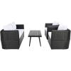 SAFAVIEH Outdoor Collection Tarien Black Wicker/Beige Cushion 4-Piece Patio Backyard Living Set(Black/White)