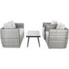 SAFAVIEH Outdoor Collection Tarien Black Wicker/Beige Cushion 4-Piece Patio Backyard Living Set(Grey/Grey)