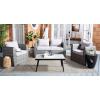 SAFAVIEH Outdoor Collection Tarien Black Wicker/Beige Cushion 4-Piece Patio Backyard Living Set(Grey/Grey)