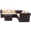 SAFAVIEH Outdoor Collection Welch Brown and Beige Outdoor Living Sectional Set with Storage