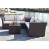 SAFAVIEH Outdoor Collection Welch Brown and Beige Outdoor Living Sectional Set with Storage