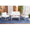 SAFAVIEH Outdoor DREN Natural Brown 4-Piece Set – Beige Seat Cushions Included(Grey/Beige)