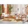 SAFAVIEH Outdoor DREN Natural Brown 4-Piece Set – Beige Seat Cushions Included(Natural/Beige)