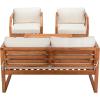 SAFAVIEH Outdoor DREN Natural Brown 4-Piece Set – Beige Seat Cushions Included(Natural/Beige)