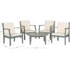 SAFAVIEH Outdoor Living Collection Anaheim 5-Piece Outdoor Living Set(Ash Grey / Beige)