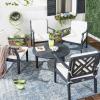 SAFAVIEH Outdoor Living Collection Anaheim 5-Piece Outdoor Living Set(Dark Slate Gray)