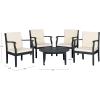 SAFAVIEH Outdoor Living Collection Anaheim 5-Piece Outdoor Living Set(Dark Slate Gray)