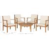 SAFAVIEH Outdoor Living Collection Anaheim 5-Piece Outdoor Living Set(Natural / Beige)