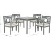 SAFAVIEH Outdoor Living Collection Montclair 5-Piece Dining Set(Ash Grey / Beige)