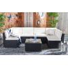 SAFAVIEH Outdoor Sectional Diona Black/White Outdoor Living Set(Black)