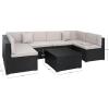 SAFAVIEH Outdoor Sectional Diona Black/White Outdoor Living Set(Black/Light Grey)