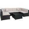SAFAVIEH Outdoor Sectional Diona Black/White Outdoor Living Set(Black/Light Grey)