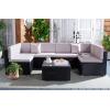 SAFAVIEH Outdoor Sectional Diona Black/White Outdoor Living Set(Black/Light Grey)