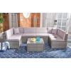 SAFAVIEH Outdoor Sectional Diona Black/White Outdoor Living Set(Grey / Grey)