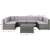SAFAVIEH Outdoor Sectional Diona Black/White Outdoor Living Set(Grey / Grey)