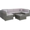 SAFAVIEH Outdoor Sectional Diona Black/White Outdoor Living Set(Grey / Grey)