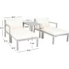 SAFAVIEH PAT6759B Collection Pratia Natural and Navy 5-Piece Outdoor Patio Set(Ash Grey/Beige)