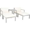 SAFAVIEH PAT6759B Collection Pratia Natural and Navy 5-Piece Outdoor Patio Set(Ash Grey/Beige)