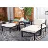 SAFAVIEH PAT6759B Collection Pratia Natural and Navy 5-Piece Outdoor Patio Set(Dark Slate Gray/Beige)