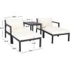 SAFAVIEH PAT6759B Collection Pratia Natural and Navy 5-Piece Outdoor Patio Set(Dark Slate Gray/Beige)