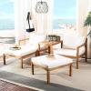 SAFAVIEH PAT6759B Collection Pratia Natural and Navy 5-Piece Outdoor Patio Set(Natural/Beige)