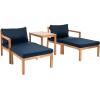 SAFAVIEH PAT6759B Collection Pratia Natural and Navy 5-Piece Outdoor Patio Set(Natural/Navy)