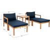 SAFAVIEH PAT6759B Collection Pratia Natural and Navy 5-Piece Outdoor Patio Set(Natural/Navy)