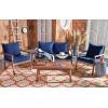 SAFAVIEH PAT7051A Collection Reid Grey Wash 4-Piece Outdoor Patio Set(Natural/Navy)