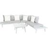 SAFAVIEH PAT7055C-3BX Outdoor Lansen Ash 4-Piece Corner Sectional Seat Cushions Included Patio Set, Grey/Grey with Solid Pillow