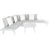 SAFAVIEH PAT7055C-3BX Outdoor Lansen Ash 4-Piece Corner Sectional Seat Cushions Included Patio Set, Grey/Grey with Solid Pillow