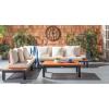 SAFAVIEH PAT7056A-3BX Collection Fristal Teak 3-Piece Outdoor Patio Set(Natural / Beige + Solid Pillow)