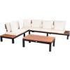 SAFAVIEH PAT7056A-3BX Collection Fristal Teak 3-Piece Outdoor Patio Set(Natural / Beige + Solid Pillow)