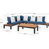 SAFAVIEH PAT7056A-3BX Collection Fristal Teak 3-Piece Outdoor Patio Set(Natural / Navy + Solid Pillow)