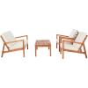 SAFAVIEH PAT7068A Outdoor Larence Brown 4-Piece Seat Cushions Included Patio Set(Natural/Beige)