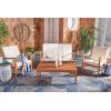 SAFAVIEH PAT7068A Outdoor Larence Brown 4-Piece Seat Cushions Included Patio Set(Natural/Beige)