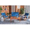 SAFAVIEH PAT7068A Outdoor Larence Brown 4-Piece Seat Cushions Included Patio Set(Natural/Navy)