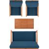 SAFAVIEH PAT7068A Outdoor Larence Brown 4-Piece Seat Cushions Included Patio Set(Natural/Navy)