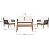 SAFAVIEH PAT7075A-2BX Outdoor Winslo Rope 4-Piece Seat Cushions and Pillows Included Patio Set(Black/Beige)