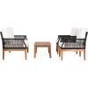 SAFAVIEH PAT7075A-2BX Outdoor Winslo Rope 4-Piece Seat Cushions and Pillows Included Patio Set(Black/Beige)
