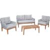SAFAVIEH PAT7075A-2BX Outdoor Winslo Rope 4-Piece Seat Cushions and Pillows Included Patio Set(Grey/Grey)