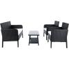 SAFAVIEH PAT7505A Collection Aboka Black and Beige 4-Piece Outdoor Living Patio Set(Black/Beige)