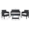 SAFAVIEH PAT7505A Collection Aboka Black and Beige 4-Piece Outdoor Living Patio Set(Black/Beige)