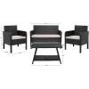 SAFAVIEH PAT7505A Collection Aboka Black and Beige 4-Piece Outdoor Living Patio Set(Black/Light Grey)