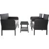 SAFAVIEH PAT7505A Collection Aboka Black and Beige 4-Piece Outdoor Living Patio Set(Black/Light Grey)