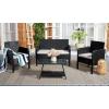 SAFAVIEH PAT7505A Collection Aboka Black and Beige 4-Piece Outdoor Living Patio Set(Black/Light Grey)