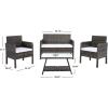 SAFAVIEH PAT7505A Collection Aboka Black and Beige 4-Piece Outdoor Living Patio Set(Grey Brown/White)