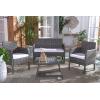 SAFAVIEH PAT7505A Collection Aboka Black and Beige 4-Piece Outdoor Living Patio Set(Grey Brown/White)