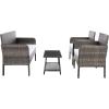 SAFAVIEH PAT7505A Collection Aboka Black and Beige 4-Piece Outdoor Living Patio Set(Grey Brown/White)